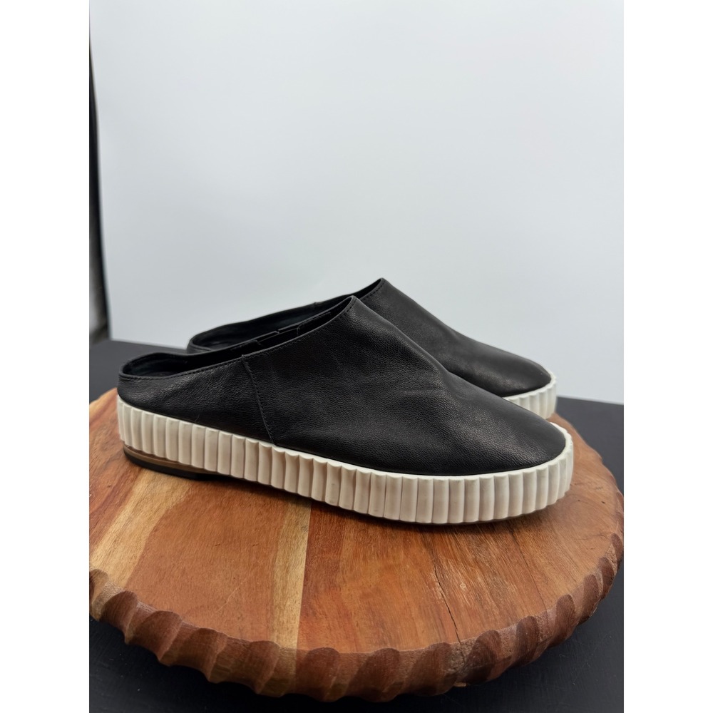 Kelsi Dagger Brooklyn miller Leather Platform Mules 7.5 Black Ribbed Sole